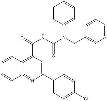 N-benzyl-N'-{[2-(4-chlorophenyl)-4-quinolinyl]carbonyl}-N-phenylthiourea Struktur