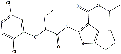 isopropyl 2-{[2-(2,5-dichlorophenoxy)butanoyl]amino}-5,6-dihydro-4H-cyclopenta[b]thiophene-3-carboxylate Struktur