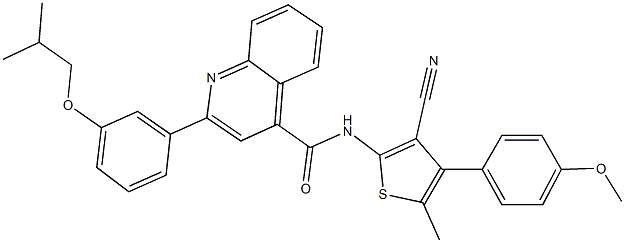 N-[3-cyano-4-(4-methoxyphenyl)-5-methyl-2-thienyl]-2-(3-isobutoxyphenyl)-4-quinolinecarboxamide Struktur