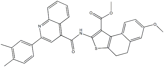 methyl 2-({[2-(3,4-dimethylphenyl)-4-quinolinyl]carbonyl}amino)-7-methoxy-4,5-dihydronaphtho[2,1-b]thiophene-1-carboxylate Struktur