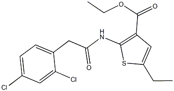 ethyl 2-{[(2,4-dichlorophenyl)acetyl]amino}-5-ethyl-3-thiophenecarboxylate Struktur