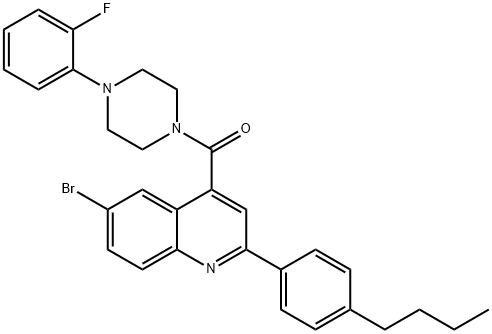 6-bromo-2-(4-butylphenyl)-4-{[4-(2-fluorophenyl)-1-piperazinyl]carbonyl}quinoline Struktur