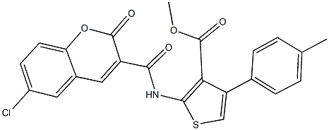 methyl 2-{[(6-chloro-2-oxo-2H-chromen-3-yl)carbonyl]amino}-4-(4-methylphenyl)-3-thiophenecarboxylate Struktur