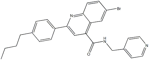 6-bromo-2-(4-butylphenyl)-N-(4-pyridinylmethyl)-4-quinolinecarboxamide Struktur