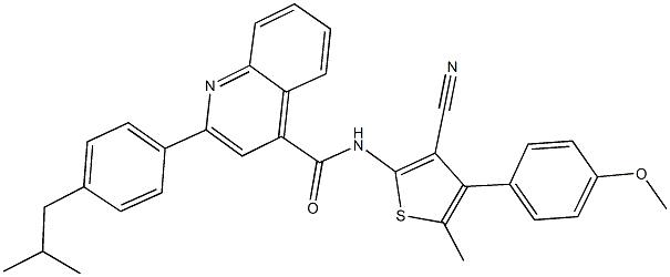 N-[3-cyano-4-(4-methoxyphenyl)-5-methyl-2-thienyl]-2-(4-isobutylphenyl)-4-quinolinecarboxamide Struktur