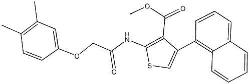 methyl 2-{[(3,4-dimethylphenoxy)acetyl]amino}-4-(1-naphthyl)-3-thiophenecarboxylate Struktur