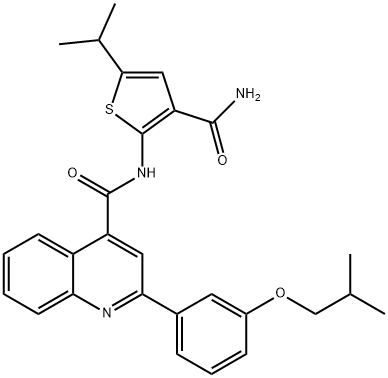 N-[3-(aminocarbonyl)-5-isopropyl-2-thienyl]-2-(3-isobutoxyphenyl)-4-quinolinecarboxamide Struktur