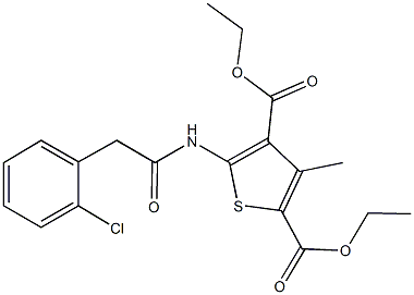 diethyl 5-{[(2-chlorophenyl)acetyl]amino}-3-methyl-2,4-thiophenedicarboxylate Struktur