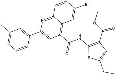 methyl 2-({[6-bromo-2-(3-methylphenyl)-4-quinolinyl]carbonyl}amino)-5-ethyl-3-thiophenecarboxylate Struktur