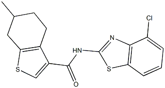 N-(4-chloro-1,3-benzothiazol-2-yl)-6-methyl-4,5,6,7-tetrahydro-1-benzothiophene-3-carboxamide Struktur