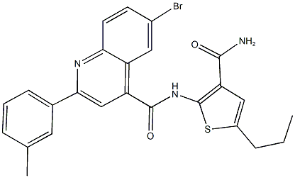 N-[3-(aminocarbonyl)-5-propyl-2-thienyl]-6-bromo-2-(3-methylphenyl)-4-quinolinecarboxamide Struktur