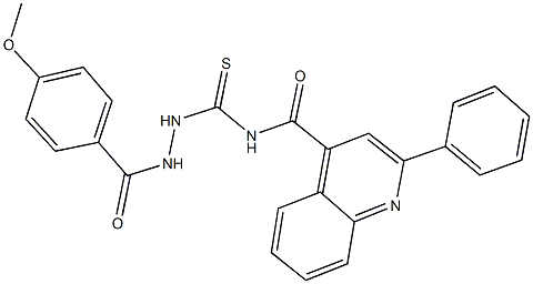 N-{[2-(4-methoxybenzoyl)hydrazino]carbothioyl}-2-phenyl-4-quinolinecarboxamide Struktur