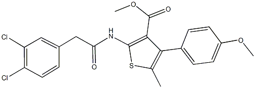 methyl 2-{[(3,4-dichlorophenyl)acetyl]amino}-4-(4-methoxyphenyl)-5-methyl-3-thiophenecarboxylate Struktur