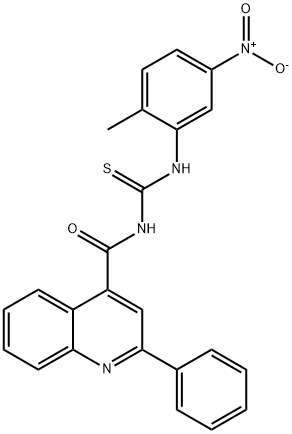 N-{5-nitro-2-methylphenyl}-N'-[(2-phenyl-4-quinolinyl)carbonyl]thiourea Struktur