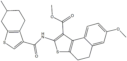 methyl 7-methoxy-2-{[(6-methyl-4,5,6,7-tetrahydro-1-benzothien-3-yl)carbonyl]amino}-4,5-dihydronaphtho[2,1-b]thiophene-1-carboxylate Struktur