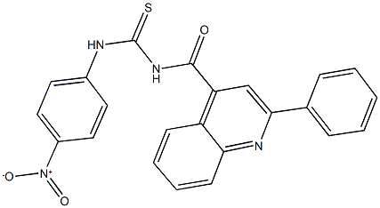 N-{4-nitrophenyl}-N'-[(2-phenyl-4-quinolinyl)carbonyl]thiourea Struktur