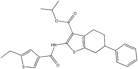 isopropyl 2-{[(5-ethyl-3-thienyl)carbonyl]amino}-6-phenyl-4,5,6,7-tetrahydro-1-benzothiophene-3-carboxylate Struktur