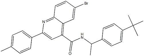 6-bromo-N-[1-(4-tert-butylphenyl)ethyl]-2-(4-methylphenyl)-4-quinolinecarboxamide Struktur