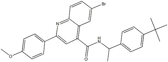 6-bromo-N-[1-(4-tert-butylphenyl)ethyl]-2-(4-methoxyphenyl)-4-quinolinecarboxamide Struktur