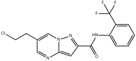 6-(2-chloroethyl)-N-[2-(trifluoromethyl)phenyl]pyrazolo[1,5-a]pyrimidine-2-carboxamide Struktur