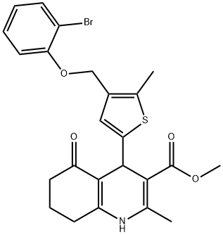 methyl 4-{4-[(2-bromophenoxy)methyl]-5-methyl-2-thienyl}-2-methyl-5-oxo-1,4,5,6,7,8-hexahydro-3-quinolinecarboxylate Struktur