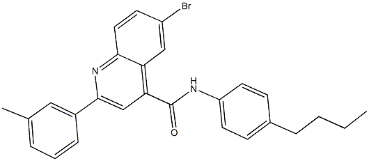 6-bromo-N-(4-butylphenyl)-2-(3-methylphenyl)-4-quinolinecarboxamide Struktur