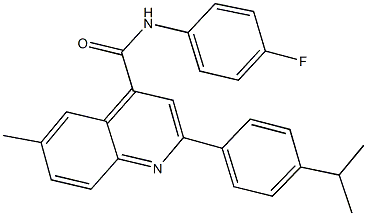 N-(4-fluorophenyl)-2-(4-isopropylphenyl)-6-methyl-4-quinolinecarboxamide Struktur