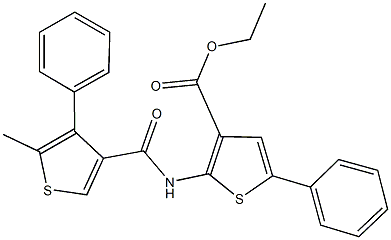 ethyl 2-{[(5-methyl-4-phenyl-3-thienyl)carbonyl]amino}-5-phenyl-3-thiophenecarboxylate Struktur