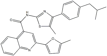 N-[4-(4-isobutylphenyl)-5-methyl-1,3-thiazol-2-yl]-2-(5-methyl-2-furyl)-4-quinolinecarboxamide Struktur