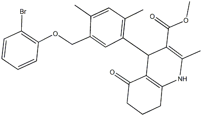 methyl 4-{5-[(2-bromophenoxy)methyl]-2,4-dimethylphenyl}-2-methyl-5-oxo-1,4,5,6,7,8-hexahydro-3-quinolinecarboxylate Struktur