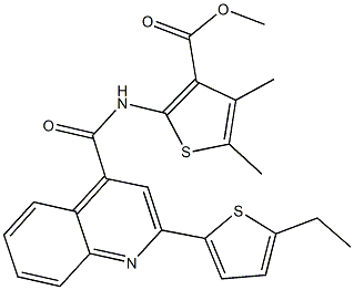 methyl 2-({[2-(5-ethyl-2-thienyl)-4-quinolinyl]carbonyl}amino)-4,5-dimethyl-3-thiophenecarboxylate Struktur