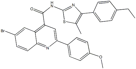 6-bromo-N-[4-(4-ethylphenyl)-5-methyl-1,3-thiazol-2-yl]-2-(4-methoxyphenyl)-4-quinolinecarboxamide Struktur