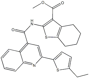 methyl 2-({[2-(5-ethyl-2-thienyl)-4-quinolinyl]carbonyl}amino)-4,5,6,7-tetrahydro-1-benzothiophene-3-carboxylate Struktur