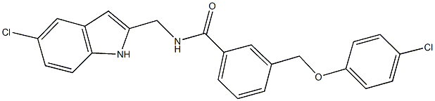 N-[(5-chloro-1H-indol-2-yl)methyl]-3-[(4-chlorophenoxy)methyl]benzamide Struktur