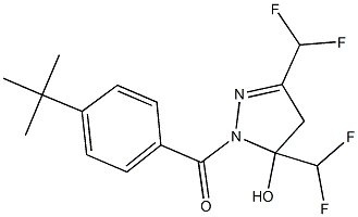 1-(4-tert-butylbenzoyl)-3,5-bis(difluoromethyl)-4,5-dihydro-1H-pyrazol-5-ol Struktur