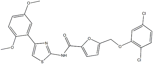 5-[(2,5-dichlorophenoxy)methyl]-N-[4-(2,5-dimethoxyphenyl)-1,3-thiazol-2-yl]-2-furamide Struktur