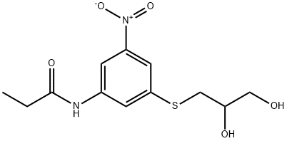 N-{3-[(2,3-dihydroxypropyl)sulfanyl]-5-nitrophenyl}propanamide Struktur