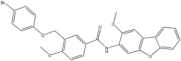 3-[(4-bromophenoxy)methyl]-4-methoxy-N-(2-methoxydibenzo[b,d]furan-3-yl)benzamide Struktur