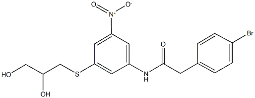 2-(4-bromophenyl)-N-{3-[(2,3-dihydroxypropyl)sulfanyl]-5-nitrophenyl}acetamide Struktur