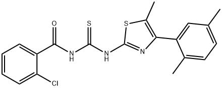 N-(2-chlorobenzoyl)-N'-[4-(2,5-dimethylphenyl)-5-methyl-1,3-thiazol-2-yl]thiourea Struktur