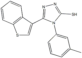 5-(1-benzothien-3-yl)-4-(3-methylphenyl)-4H-1,2,4-triazol-3-yl hydrosulfide Struktur