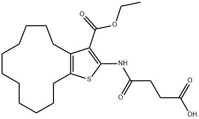 4-{[3-(ethoxycarbonyl)-5,6,7,8,9,10,11,12,13,14-decahydro-4H-cyclotrideca[b]thien-2-yl]amino}-4-oxobutanoic acid Struktur