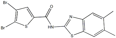 4,5-dibromo-N-(5,6-dimethyl-1,3-benzothiazol-2-yl)-2-thiophenecarboxamide Struktur