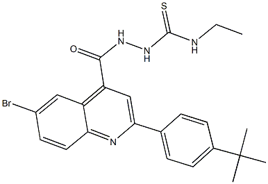 2-{[6-bromo-2-(4-tert-butylphenyl)-4-quinolinyl]carbonyl}-N-ethylhydrazinecarbothioamide Struktur