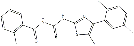 N-[4-(2,5-dimethylphenyl)-5-methyl-1,3-thiazol-2-yl]-N'-(2-methylbenzoyl)thiourea Struktur