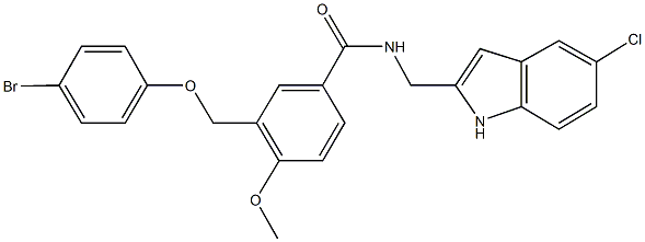 3-[(4-bromophenoxy)methyl]-N-[(5-chloro-1H-indol-2-yl)methyl]-4-methoxybenzamide Struktur