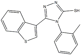 5-(1-benzothien-3-yl)-4-(2-methylphenyl)-4H-1,2,4-triazol-3-yl hydrosulfide Struktur