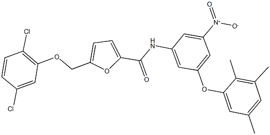 5-[(2,5-dichlorophenoxy)methyl]-N-[3-nitro-5-(2,3,5-trimethylphenoxy)phenyl]-2-furamide Struktur