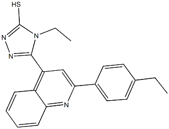 4-ethyl-5-[2-(4-ethylphenyl)-4-quinolinyl]-4H-1,2,4-triazole-3-thiol Struktur