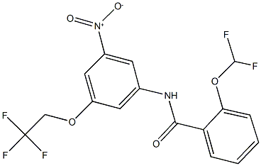 2-(difluoromethoxy)-N-[3-nitro-5-(2,2,2-trifluoroethoxy)phenyl]benzamide Struktur